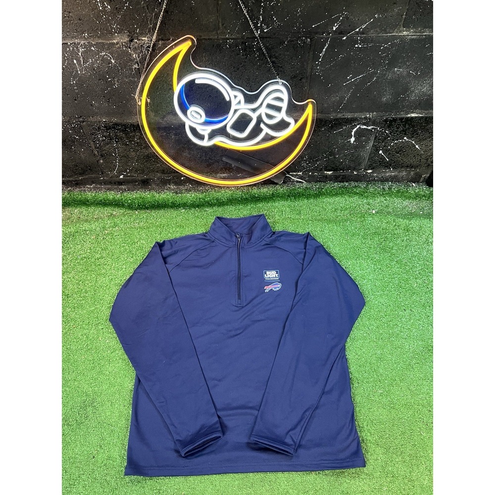 Buffalo Bills Men's 1/4 Zip Up Blue Lightweight Sporttek Size Small‎ S Bud Light